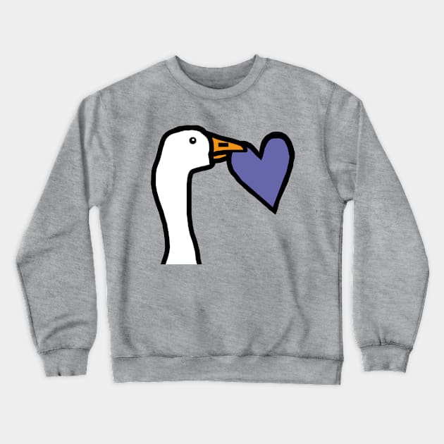 Gaming Goose Portrait Stealing Very Peri Periwinkle Valentines Day Heart Crewneck Sweatshirt by ellenhenryart